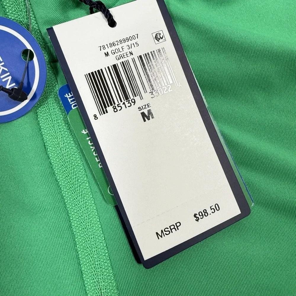Polo Golf Ralph Lauren‎ Solid Stretch Peached Jersey Half Zip Cabo Green MEDIUM